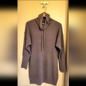Prana. Funnel neck tunic sweater dress. Heathered brown cotton/merino. S. EUC
